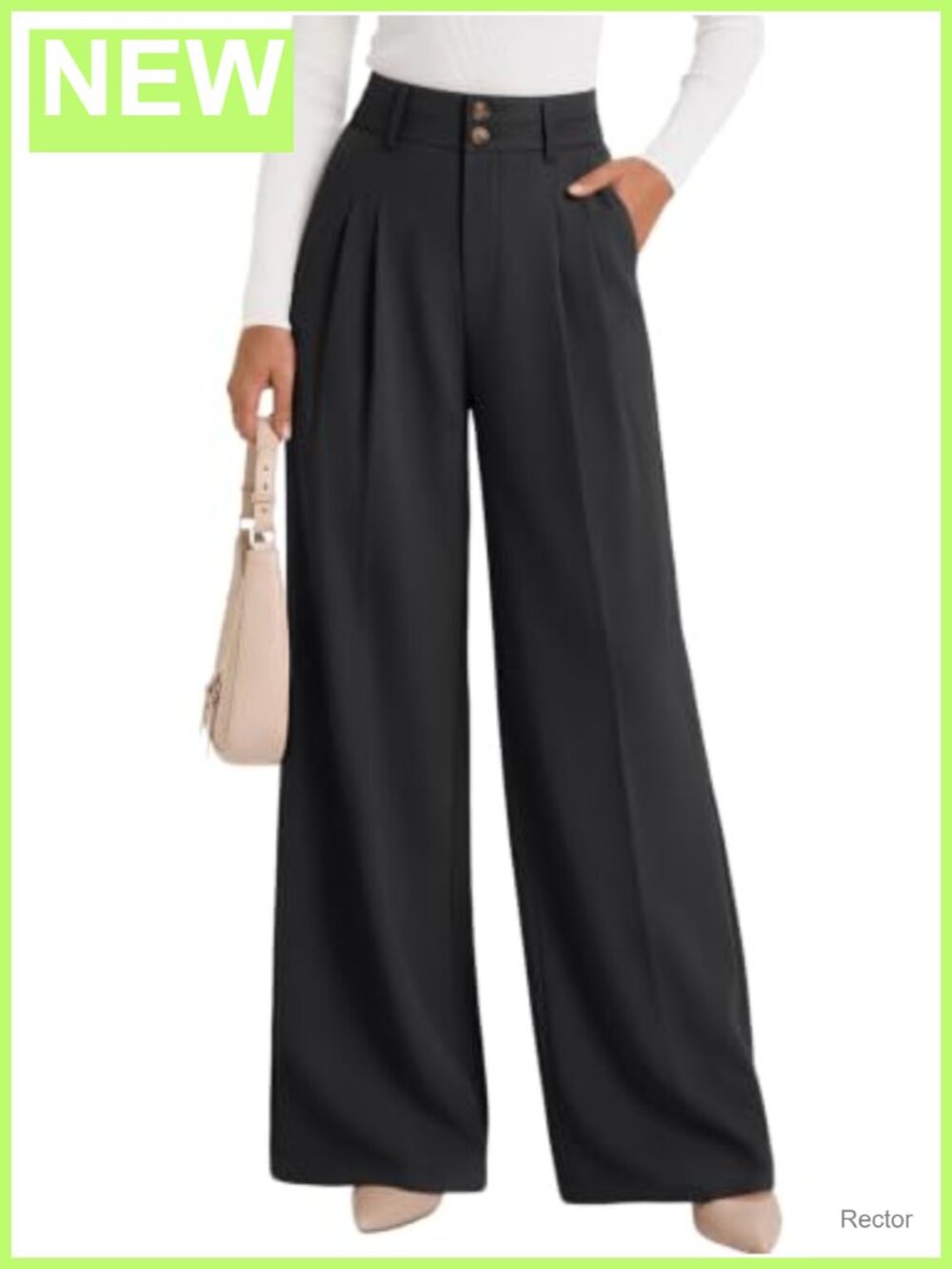 Wide Leg Dress Pants High Rise Business Casual Trousers with Pockets